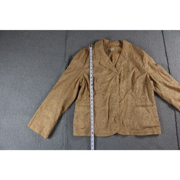 J Jill Jacket Size 20 Brown Floral Embroidered 3/4 Sleeve Button Up Pockets - Picture 6 of 9